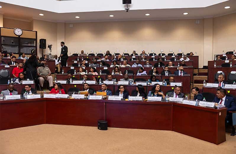 The first sitting of the 13th Parliament was held at the Arthur Chung Conference Centre on Monday, following a proclamation made by President Dr. Irfaan Ali almost two weeks ago
