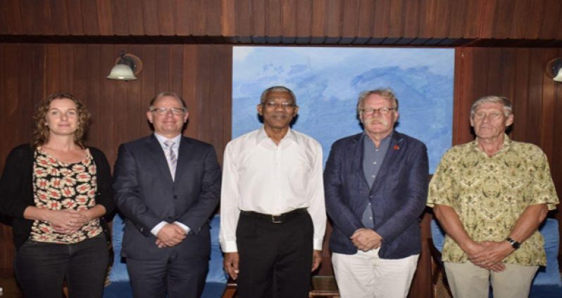 In photo, from left, are Liesbeth Keijser, Project Manager Digitisation; National Archive of the Netherlands, Arjan Agema; President David Granger, Roelof Hol and Ben Ter Welle, Honorary Consul of the Federal Republic of Germany
