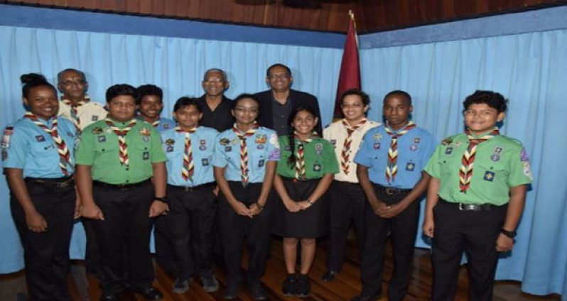 A group of young Scout members who will be representing Guyana at the World Scout Jamboree 2015 paid a courtesy call on President David Granger last week. The group will attend the Jamboree in Japan which will run from July 28 to August 8, 2015. The event will attract thousands of Scouts and Guides from all across the world.
