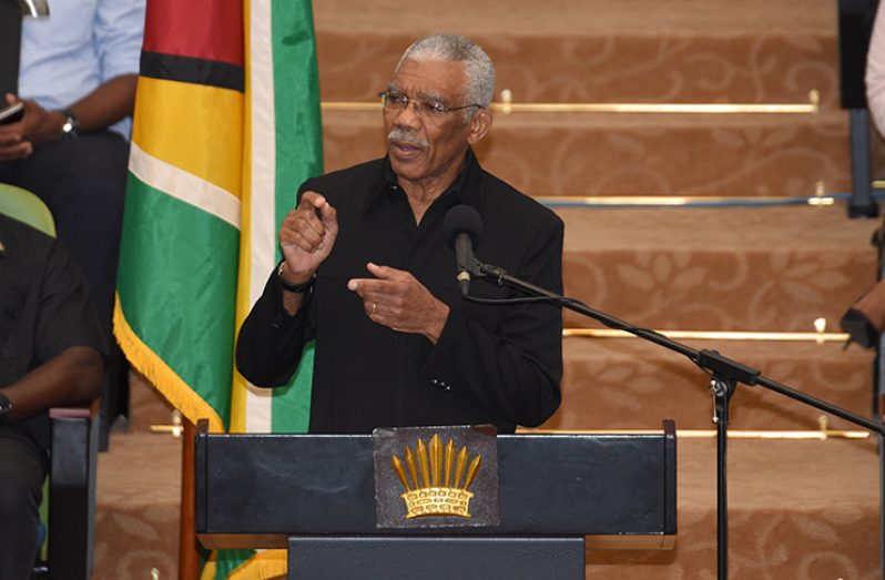 President David Granger makes a point at the NCLDO Thursday (Samuel Maughn photo)