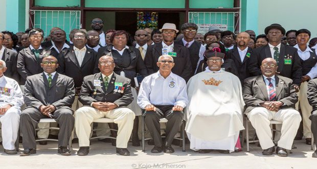 Opposition Leader Brigadier (rtd) David Granger with members of the Guyana Legion