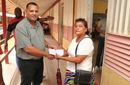 Minister of Housing and Water, Collin Croal, oversaw the first leg of the distribution at the Port Kaituma Secondary School in the Matarkai sub-district on Wednesday