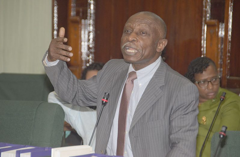 Minister of Foreign Affairs Carl Greenidge talking
territorial integrity during Thursday’s Budget
debates