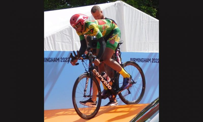 Cyclist Christopher Griffith about to start his Time Trial at the 22nd Commonwealth Games.