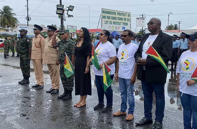 Minister of Local Government and Regional Development Sonia Paraag at Region Two flag raising along with Regional Officials