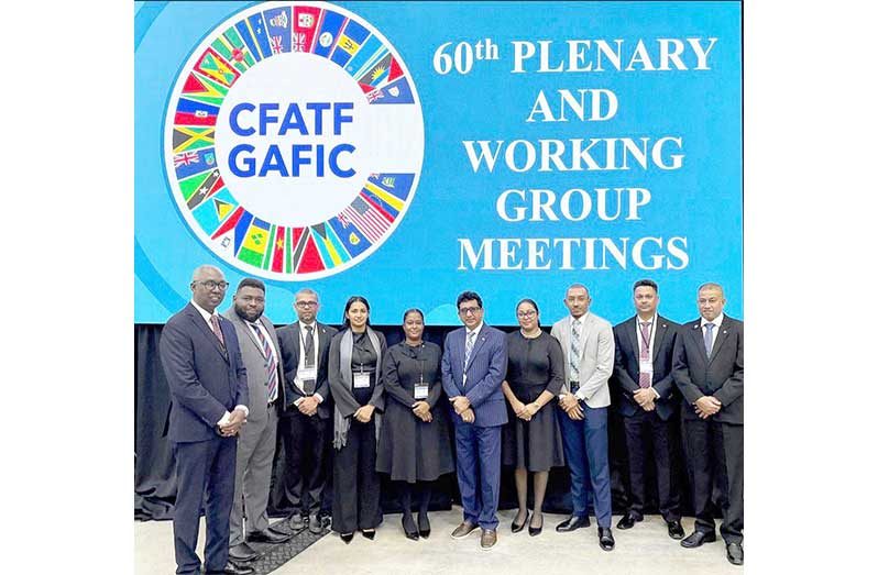 Attorney General (AG) and Minister of Legal Affairs, Anil Nandlall, with Guyana’s delegation at the 60th Plenary of CFATF being held in Trinidad and Tobago from May 25 to 30, 2025