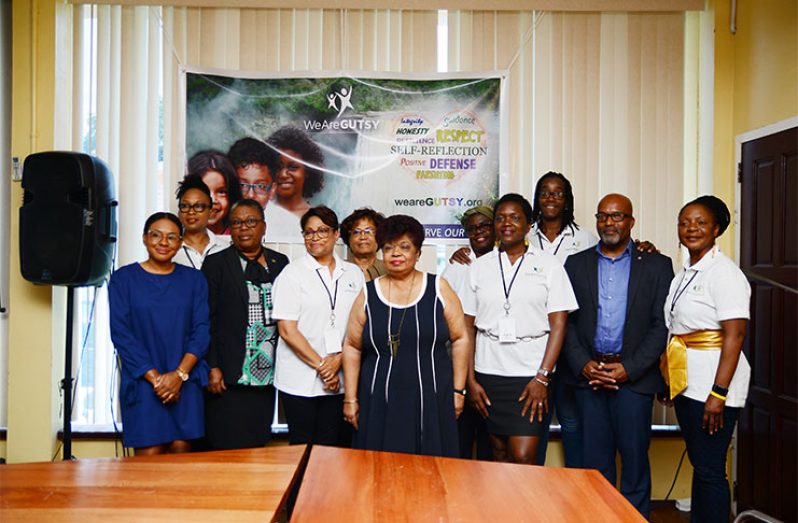 Minister of Social Protection, Amna Ally and members of the ‘Guyanese United to serve our Youth’, on Monday at the opening ceremony