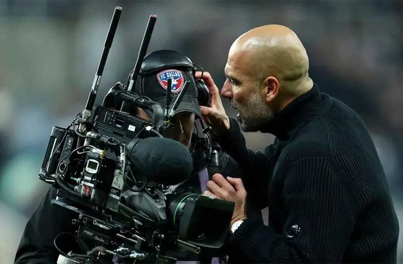 Pep Guardiola confronted a cameraman at St James' Park on Saturday