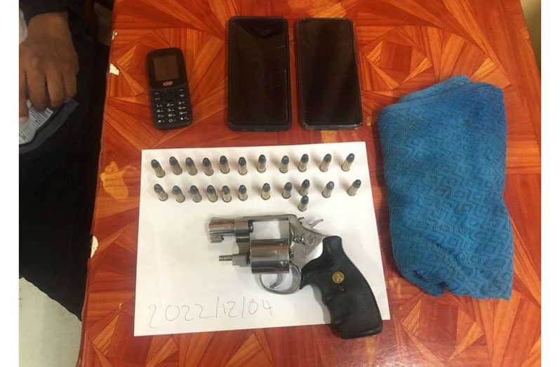 The seized firearm and ammunition