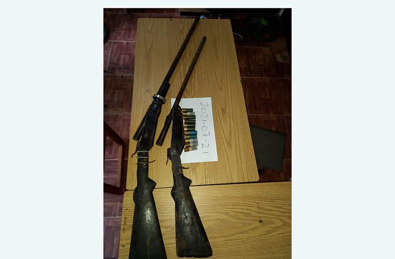 The shotguns and matching ammunition that were discovered by the police