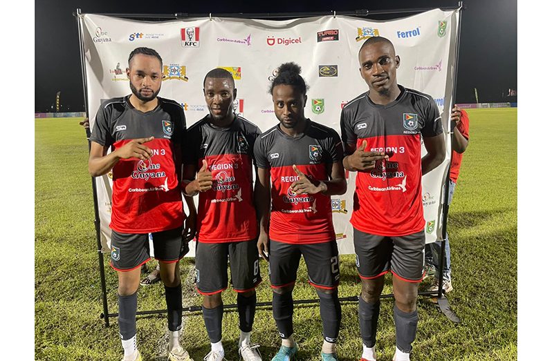 Region Three scorers from left: Jamal Perreira, Dexroy Adams, Trayon Bobb and Delon Lanferman