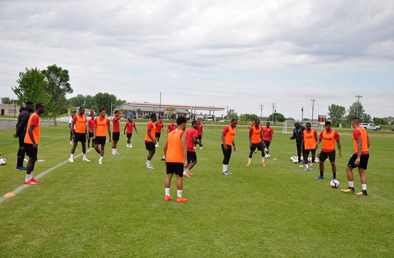 Guyana's 'Golden Jaguars' during their first training session in Minneapolis. (GFF photo)