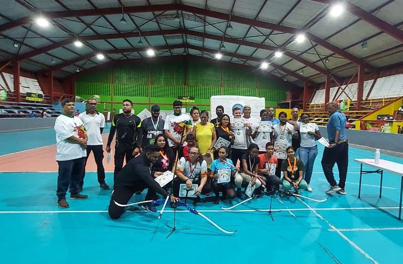 Some of the winners of the Archery Guyana National Indoor Finals