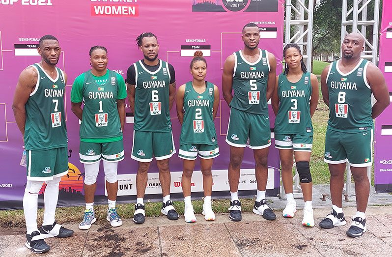 Guyana’s male and female teams  that  took part in the FIBA AmeriCup 3X3 tournament