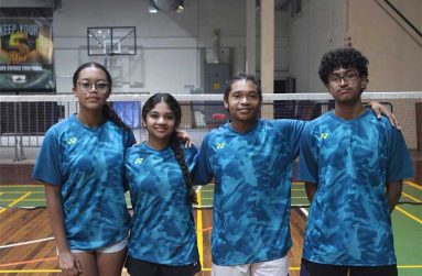 Guyana Team for CAREBACO (L-R Back) Joanathan Debidin, Leshaunte Berkley, Ruel Rambiriche, Yonneil Benjamin, Christopher Jordan: (L-R Front) Liam Brumell, Mishka Beharry, Anjaneysa Godette, Joel Rambiriche,