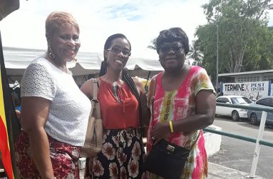 Guyanese from atlanta caption: Atlanta-based Guyanese Maureen Lacon (left) and Veronica John ( right), with escort Gillian Edwards at the National Park on Emancipation Day.