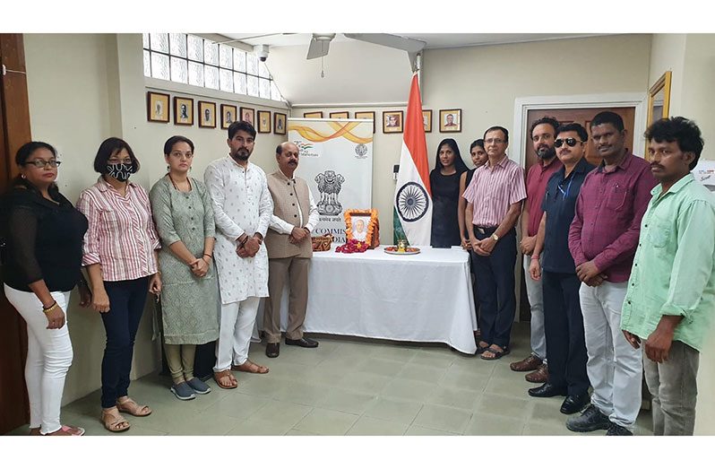 Staffers of the High Commission of India (Georgetown) at the photo exhibition