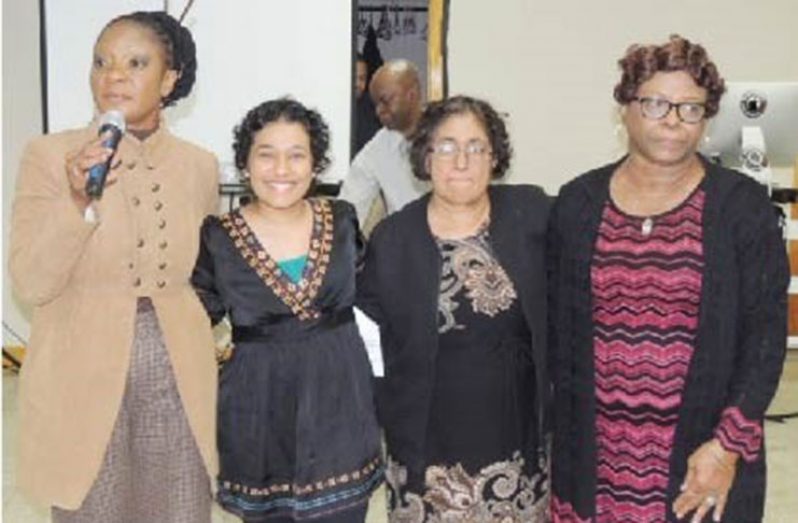 From Left: Dr. Rose October-Edun, Cancer fighter – Marcia Priyadarshani-Gordon, her mother – Alexandria Gordon, President of HEROC – Lorna Welshman-Neblett