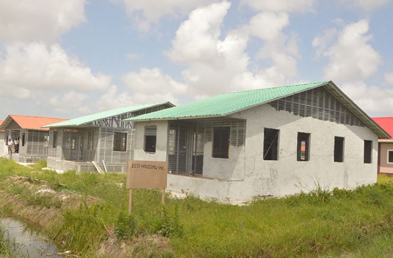 The houses under construction at the Perseverance Housing Scheme (Adrian Narine photo)