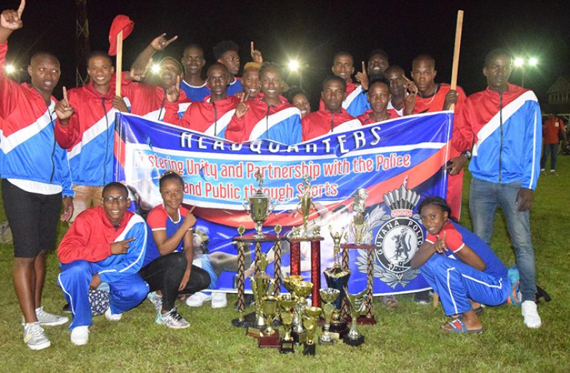 The champions of the GPF Athletics Championship, HQ Division, pose with their trophies and prizes.
