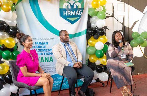 From L-R: Founder and CEO of Prestige Management Consultants, and Catalyst Coaching, Anita Ramprasad, Attorney-at-Law Lemar Williams and Founder/President of HRMAG, Mrs. Loyette Williams Morris (Delano Williams photo)
