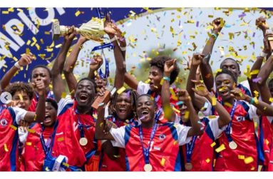Haiti celebrates after capturing the CFU Boys’ Under-14 Challenge Series