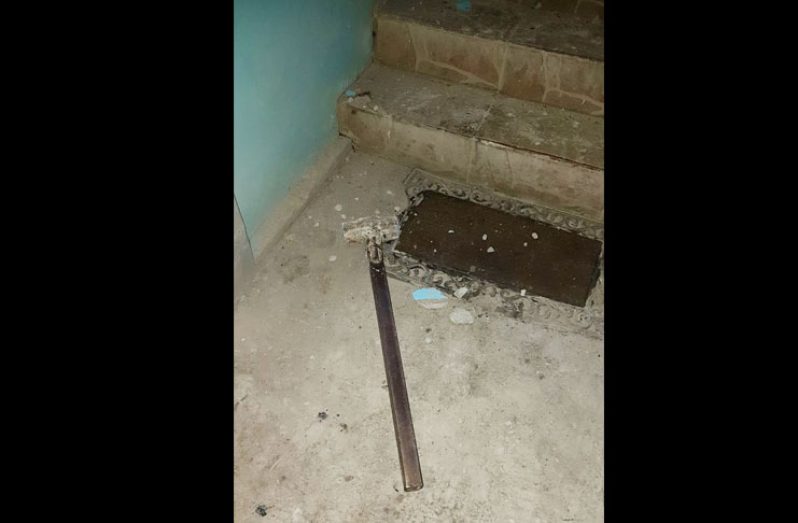 The sledgehammer which was used to gain access into the building.