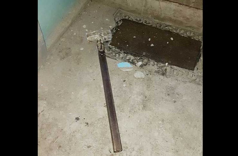 The sledgehammer which was used to gain access into the Readymix building.