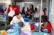 First Lady, Arya Ali as she interacts with patients and healthcare staff