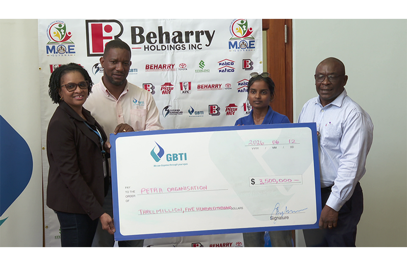 GBTI Chief Risk Officer, Tonia Griffith; Pernell Cummings, GBTI Senior Marketing Manager; Karishma Ramnauth, MoE Allied Arts representative and Petra organization’s Troy Peters