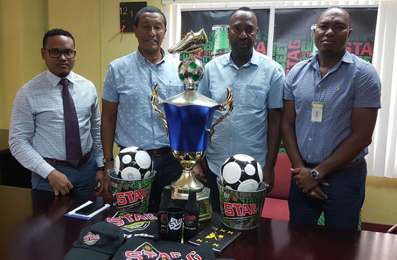 From left, Ansa McAl’s Corporate Communications Officer Mark Murray, Kashif and Shanghai Organisation director Kashif Muhammad, promoter Frank English and Brand Events coordinator Nigel Worrell