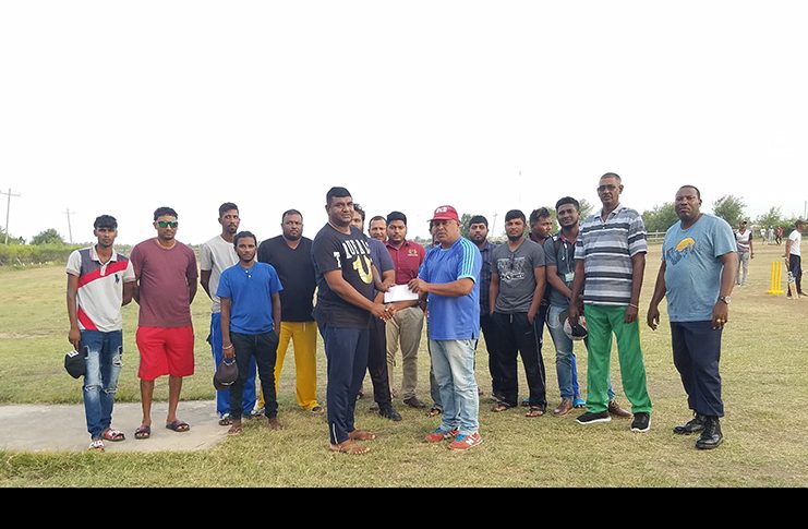 Premium Asphalt and T/R Construction’s Mr. Therbhuwan Jagdeo hands over sponsorship cheque to Leslie Solomon, Chairman of the BCB Competition Committee