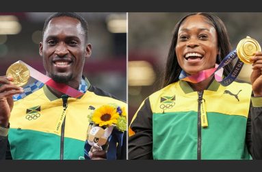 Sportsman (2021) Hansie Parchment (left) and Sportswoman (2021)  Elaine  Thompson-Herah