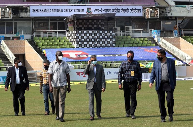 CWI and BCB officials inspect the Shere Bangla National Stadium in Mirpur. (Raton Gomes/BCB)