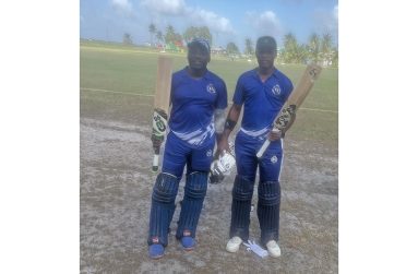 Steven Harris (left) and Ronald Ali following their brilliant partnership