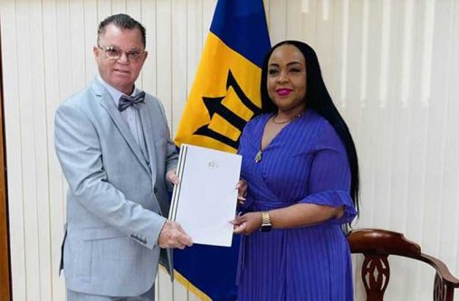 His Excellency, Harry Gill, presented his Presidential Commission to Chief of Protocol, Ambassador Resa Layne and received the Exequatur in return, solidifying his appointment