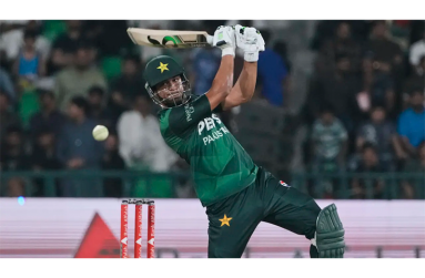 Hasan Nawaz scored the fastest T20I hundred by a Pakistani in his third international outing  •  Associated Press