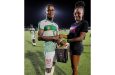 GDF Hattrick Hero Abumchi Opara collecting his MVP award