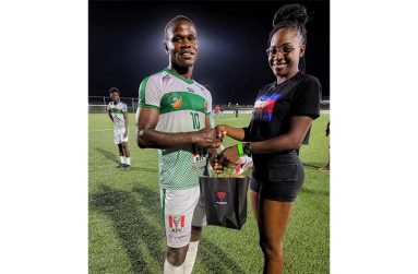 GDF Hattrick Hero Abumchi Opara collecting his MVP award