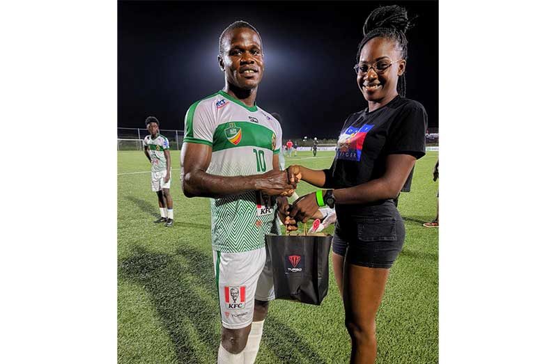 GDF Hattrick Hero Abumchi Opara collecting his MVP award
