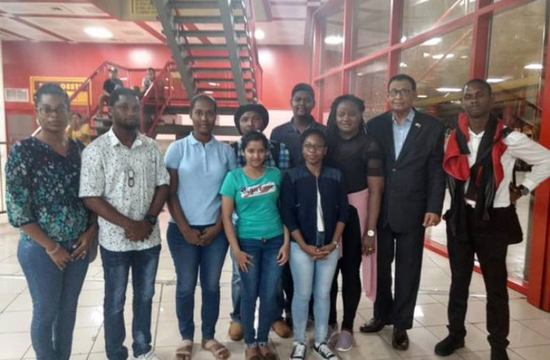 Students with Dr. Corlette-Sengwe (extreme left) and Ambassador Majeed (second from right)