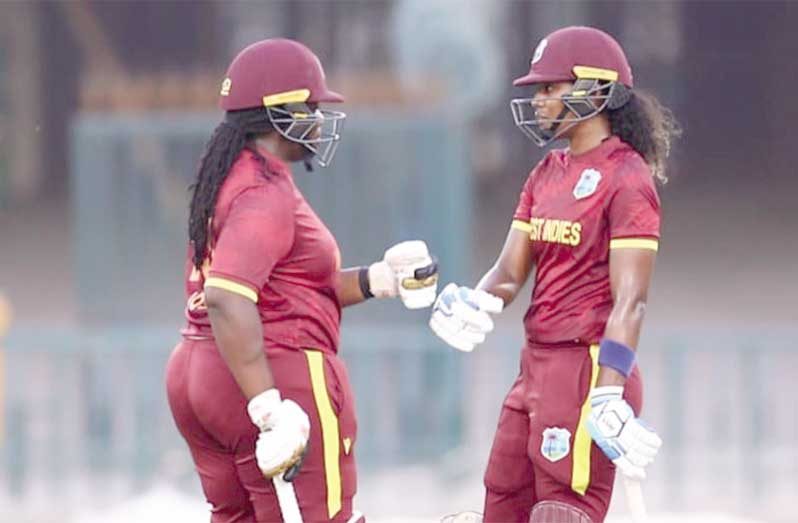 Hayley Matthews (right) and Qiana Joseph during their opening stand.