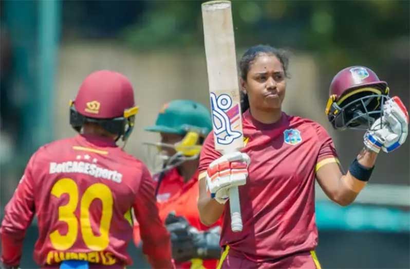 Hayley Matthews (right) scored two centuries in three ODIs against Zimbabwe to move up in the ICC’s Women’s rankings