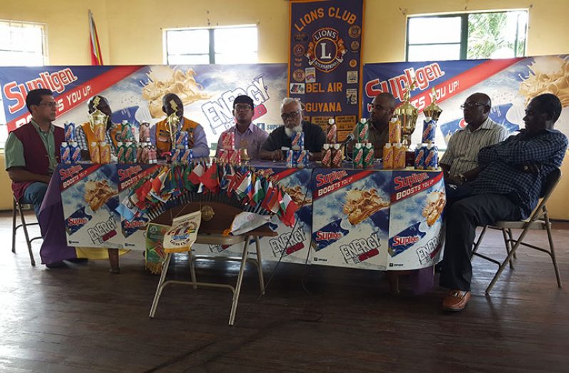 Head Members of the Bell-Air Lions Club,Supligen Brand Manager Michael Gomes,and GDA officials. From L-R is past-president Ray Seebarran, cordinator LN Orlando James, president LN Matthew Langevine, Supligen Brand Manager Micheal Gomes, Program Chair LN sheik Nasseer, GDA Vice-President Rodwell Phillips, PRO and tournament Coordinator Orin Boston and Mark Wiltshire, the senior organising secretary of the GDA.