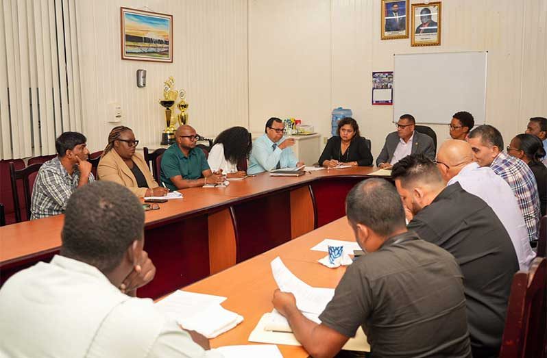 At the head table Priya Manickchand, Minister of Local Government and Regional Development; Collin Croal, Minister of Housing and Water; and Vanessa Benn, Minister within the Ministry of Housing and Water with senior inter-agency officials who will collaborate on this critical national priority