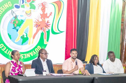 Minister within the Ministry of Culture, Youth and Sport Steven Jacobs, Minister of Culture Youth and Sport Charles Ramson Jr, Director of Culture, Tamika Boatswain and Director of National Events, Andrew Tyndall (Delano Williams photo)