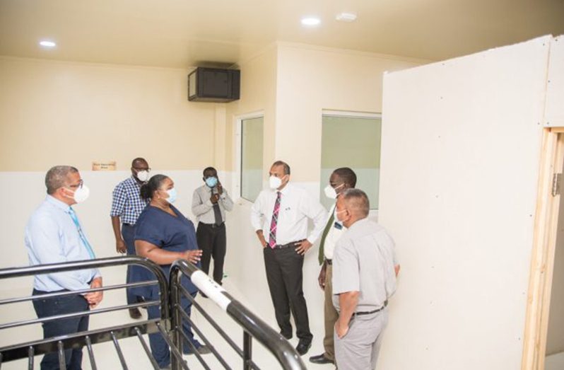 Minister of Health, Dr. Frank Anthony and other hospital officials at the Infectious Diseases Hospital