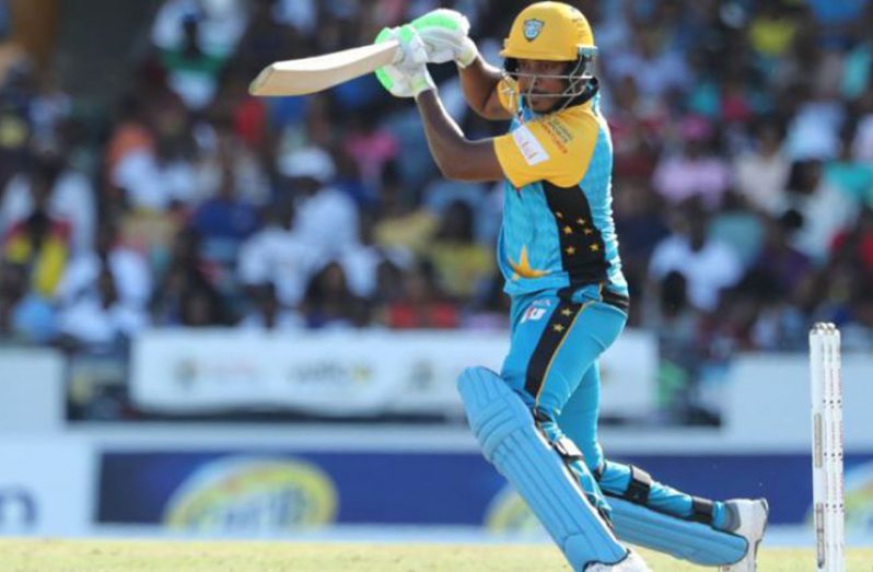 Chandrapaul Hemraj, batting for the first time in the CPL,  scored 37 against the Barbados Tridents on Sunday last.