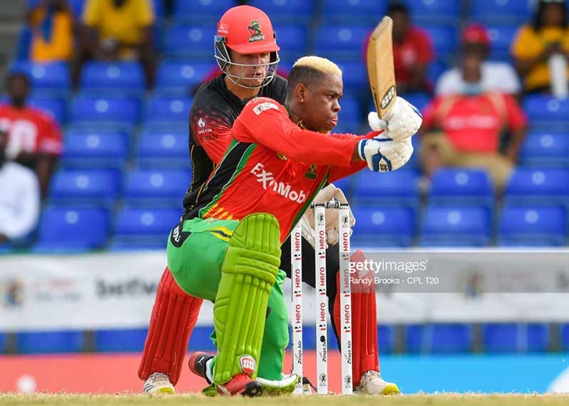 Shimron Hetmyer topscored for Guyana Amazon Warriors with 45* (Photo by Randy Brooks – CPL T20/Getty Images)