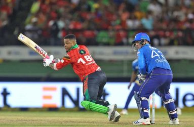 Shimron Hetmyer of Guyana Amazon Warriors bats (Photo by Ashley Allen - CPL T20/CPL T20 via Getty Images)